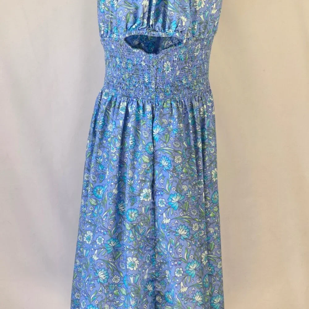 J.Crew Floral Provence Midi Dress With Smocked Waist & Puff Sleeves 100% Cotton